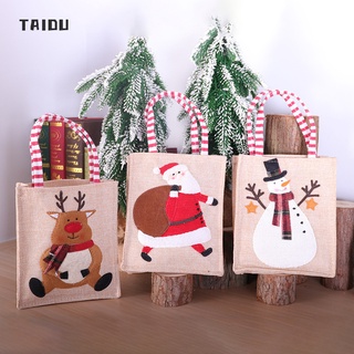 TAIDU กระเป๋าผ้าใบคริสต์มาส ของขวัญ ของที่ระลึก ถุงสิริ กระเป๋าช้อปปิ้ง กระเป๋าคริสต์มาส