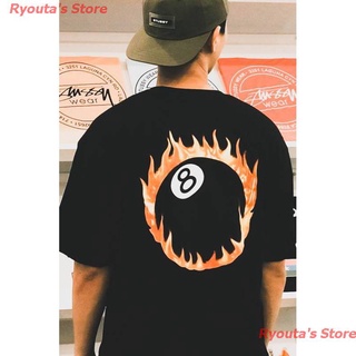 Ryoutas Store 2022 Stussy Fireball  S New Flame 8 Ball เสื้อยืดลําลองสําหรับผู้ชายผู้หญิงแขนสั้นพิมพ์ลาย เสื้อยืดผ้าฝ้