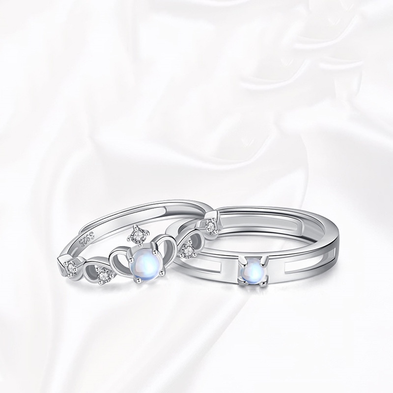 แหวนคู่รัก-รูปมงกุฎ-ประดับมูนสโตน-สามารถปรับได้-สําหรับผู้ชาย-และผู้หญิง