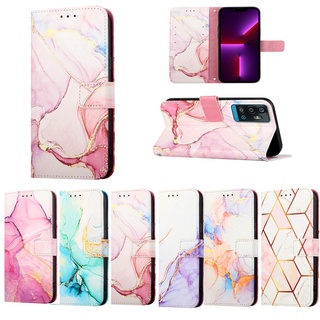 Marble Leather Case OnePlus 10 Pro Nord CE 2 20 N200 5G Flip Wallet Cases Standable Phone Cover