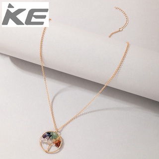 Jewelry Colorful Imitation Natural Stone Bouquet Necklace Geometric Pendant Single Necklace f