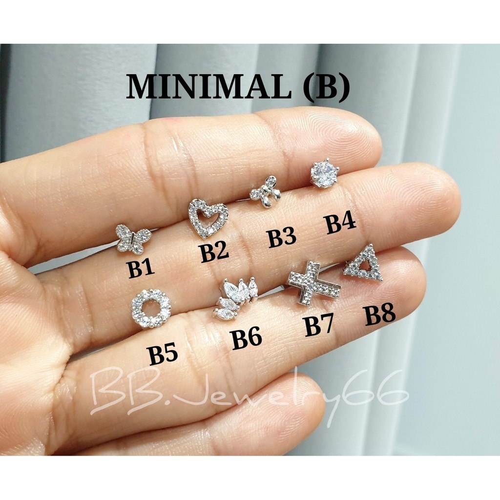 ภาพหน้าปกสินค้าจิวปีกหู จิวเพชร Minimal Earrings (B) จิวเกาหลี ก้านสแตนเลส 1 ชิ้น ต่างหูเพชร จากร้าน bb.jewelry66 บน Shopee