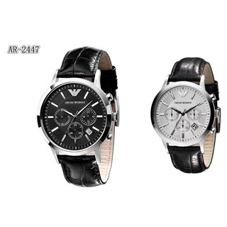 Armani Armani นาฬิกาธุรกิจนาฬิกาแฟชั่นเครื่องหนังควอตซ์ผู้ชายนาฬิกากันน้ำสามตาปฏิทินวันที่น้ำดูชาย AR2447