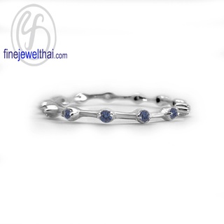 Finejewelthai-แหวนมินิมอล-แหวนไพลิน-ไพลินแท้-แหวนเงินแท้-พลอยประจำเดือนเกิด-Blue-Sapphire-Silver-Ring-Birthstone-R1373bl