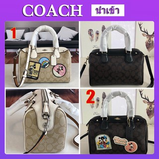 Coach F29357 ใหม่ป้ายถุงหมอนขนาดเล็กบอสตันที่กระเป๋าพิมพ์โลโก้แบบ กระเป๋าถือ กระเป๋าสตรี