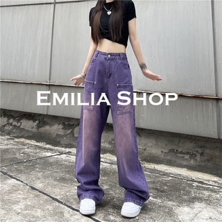 EMILIA SHOP กางเกงขายาว กางเกงเอวสูง กางเกงขายาวผู้หญิง 2022 ใหม่ ES220050