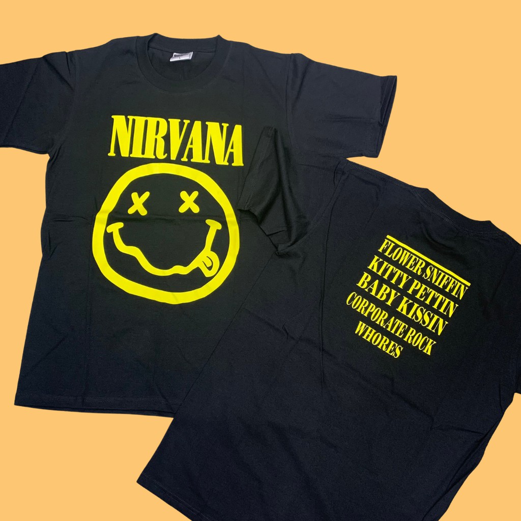 เสื้อวง-nirvana-เสื้อวงวินเทจ-เนอวาน่า-เนอวาน่ายิ้ม-ลายสวย-สกรีนหน้าหลัง-มีทั้งหมด-4-สี