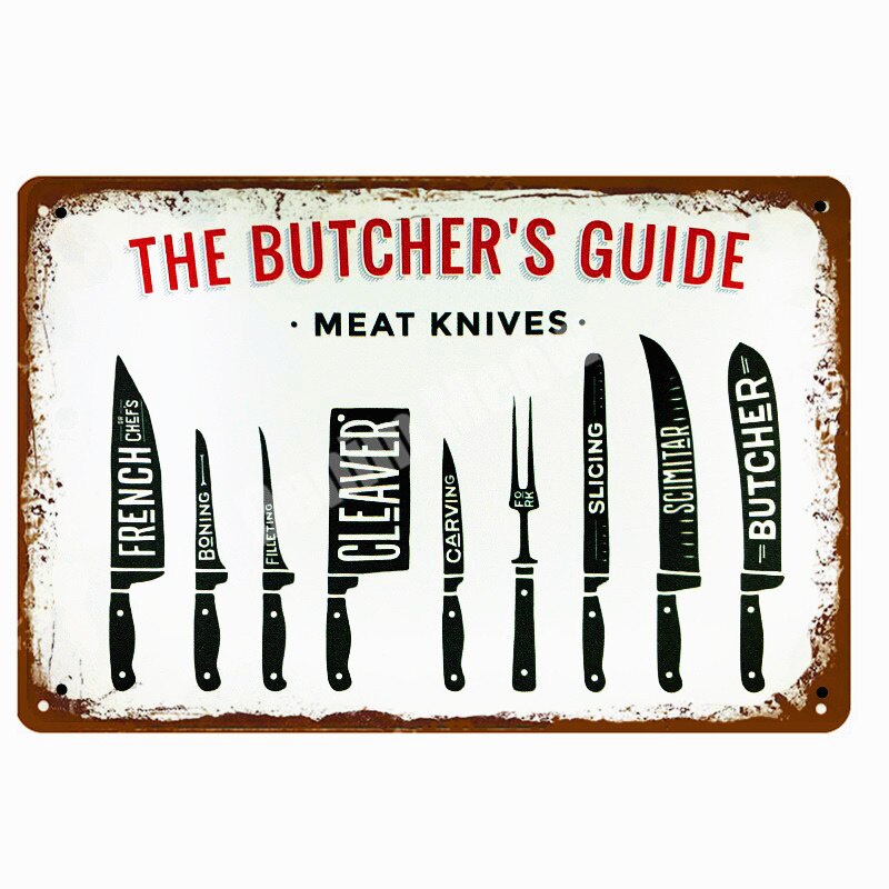 butchers-guide-สติ๊กเกอร์โลหะลายเป็ดไก่วินเทจสําหรับติดตกแต่งผนังบ้าน-n286