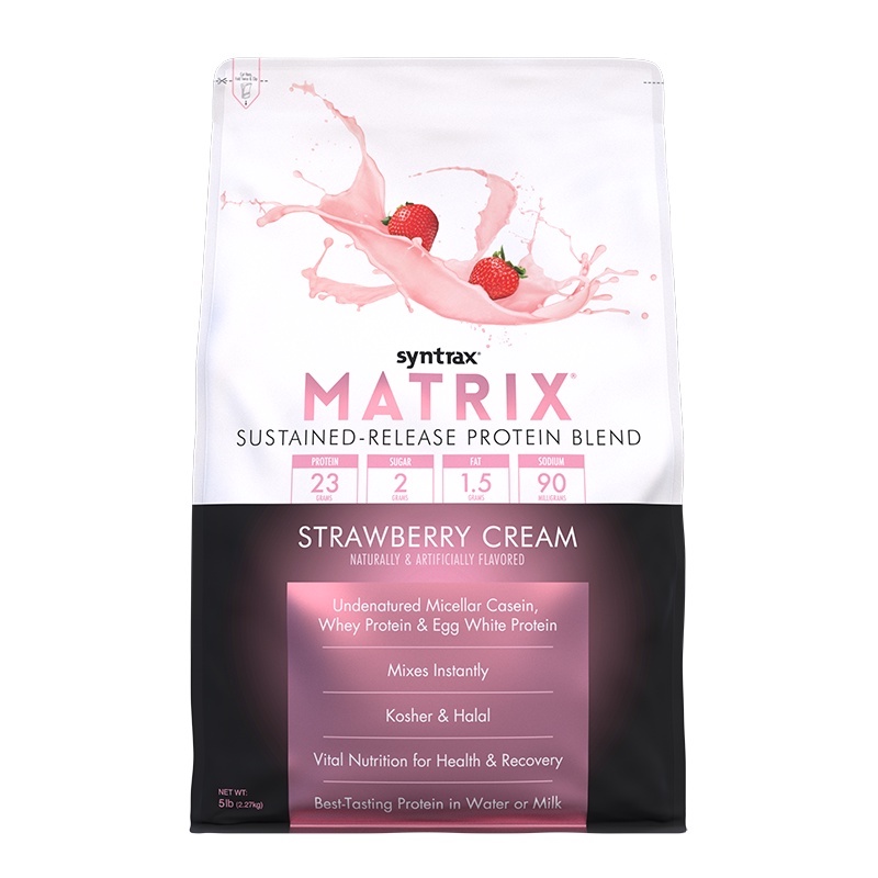 syntrax-matrix-protein-blend-strawberry-cream-ขนาด-2-27-kg-5-lbs-เวย์โปรตีน-เวย์โปรตีนเพิ่มกล้ามเนื้อ-ของแท้