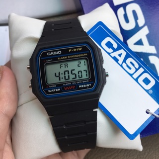 นาฬิกาข้อมือ Casio Standard Digital รุ่น F-91W-1DG นาฬิกาข้อมือสายเรซิ่นสีด