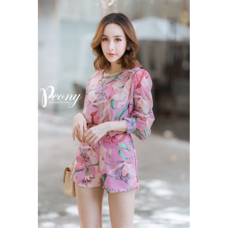 peony-b1380-set-เสื้อแขนยาว-กก-ขาสั้นพิมพ์ลาย