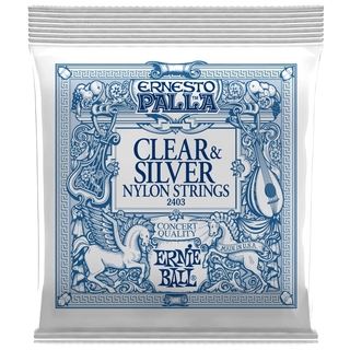 ERNIE BALL® สายกีตาร์คลาสสิค (P02403) Ernesto Palla Clear &amp; Silver Nylon (.028 - .042) ** Made in USA **