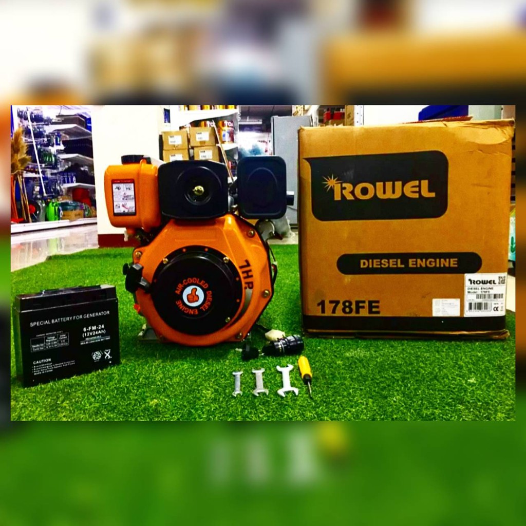 rowel-เครื่องยนต์ดีเซล-รุ่น-178fe-เครื่องยนต์-4จังหวะ-7แรงม้า-ลานสตาร์ท-กุญแจ-ความเร็วรอบ-3600-รอบ-นาที-เครื่องยนต์