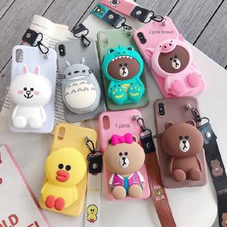 เคสมือถือกระเป๋าตุ๊กตาหมีพร้อมสายคล้องสําหรับ Oppo Realme Xt X 2 Q 5 Pro K 5 Reno 2 Z A 11 X A 11 A 9 A 5 2020กรณี