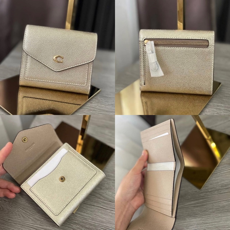 กระเป๋าสตางค์-สีทอง-3-พับ-wyn-soft-leather-wallet-c7181-soft-gold-metallic-slim-small-trifold