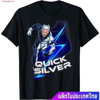เสื้อยืดพิมพ์ลายแฟชั่น เสื้อยืดผู้ชายและผู้หญิง Marvel X-Men Quicksilver Speeding Sprint Graphic T-Shirt Mens Womens T