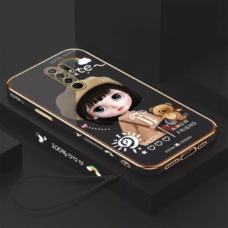 เคสโทรศัพท์มือถือ ซิลิโคน ขอบตรง ลายตัวอักษร หรูหรา สําหรับ Redmi 9 Redmi 9A Redmi 9C Redmi 8 Redmi 8A Redmi 10C Redmi 10A
