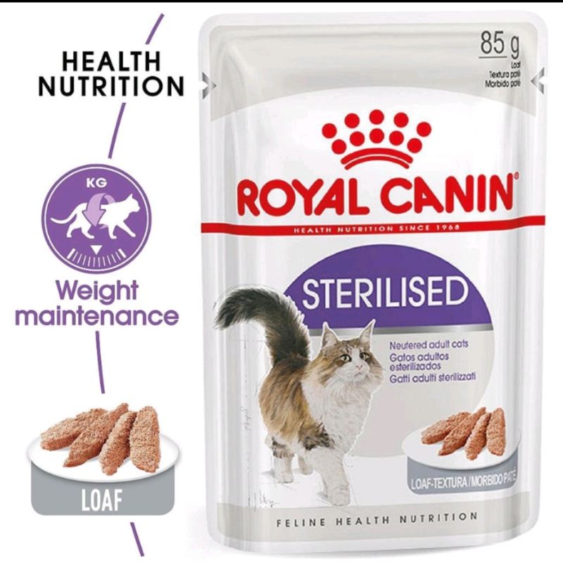 royal-canin-sterilised-อาหารเปียก-อาหารแมวโต-อาหารสำหรับแมวทำหมัน-ควบคุมน้ำ-85g-ยกกล่อง-x12ซอง