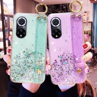 Ready Stock เคสโทรศัพท์ Huawei P50 Pro Nova 9 8i 8 7SE 5G 7 7i Y7A Casing Bling Clear Star Space TPU Silicone Phone Case with Wrist Band Shock Resistant Back Cover for เคส HuaweiP50 P50Pro Nova9 Nova8i