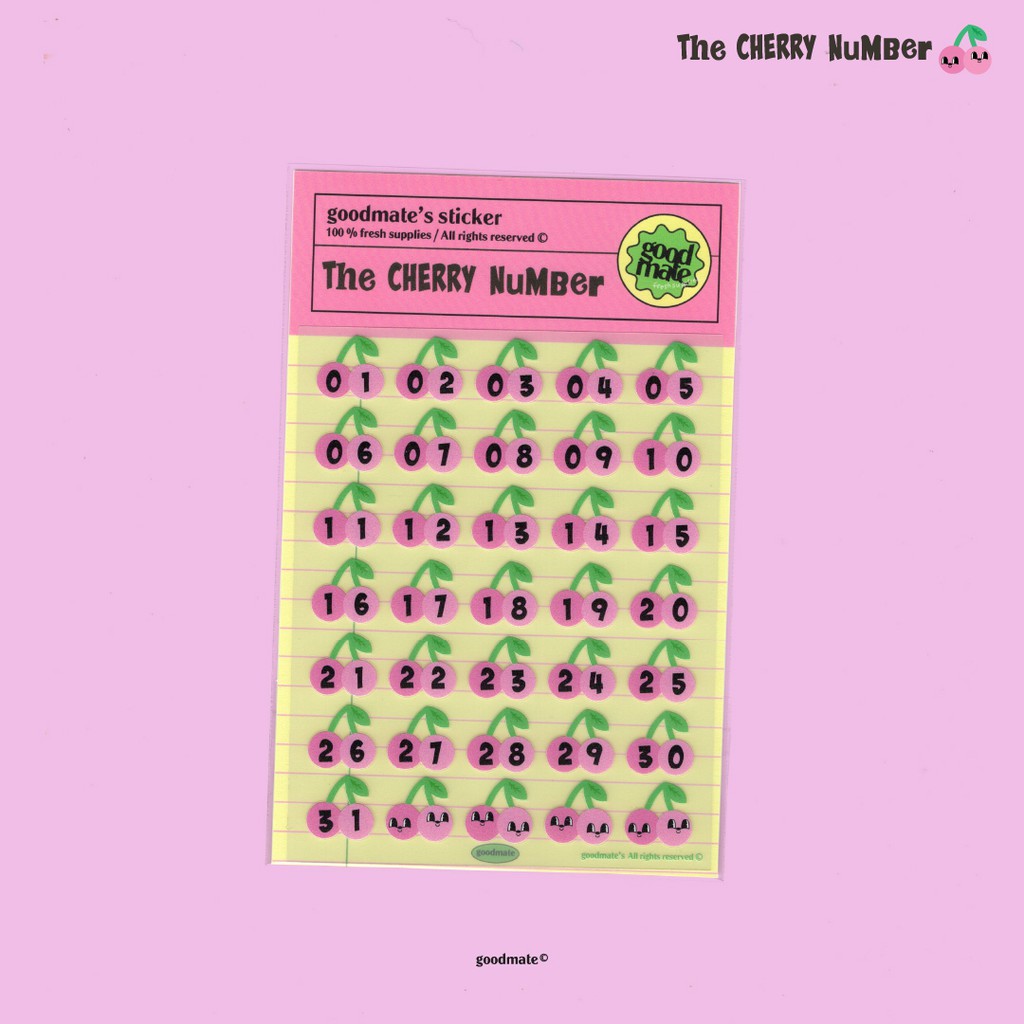 [Goodmate] Cherry Number : Sticker | Shopee Thailand
