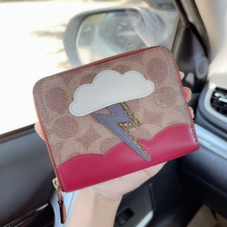 🎀 (สด-ผ่อน) กระเป๋าสตางค์ ซิปรอบเล็ก งาน Shop COACH 69790 ลิมิเตด COACH SMALL ZIP AROUND WALLET IN SIGNATURE CANVAS