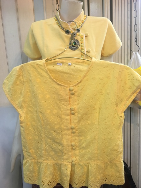 ภาพสินค้าเสื้อลูกไม้ ขาว เหลือง ครีม เทา โอรส ชมพู ส้ม นํ้าตาล เนื้อผ้า Cotton จากร้าน mojiigeramia บน Shopee ภาพที่ 5