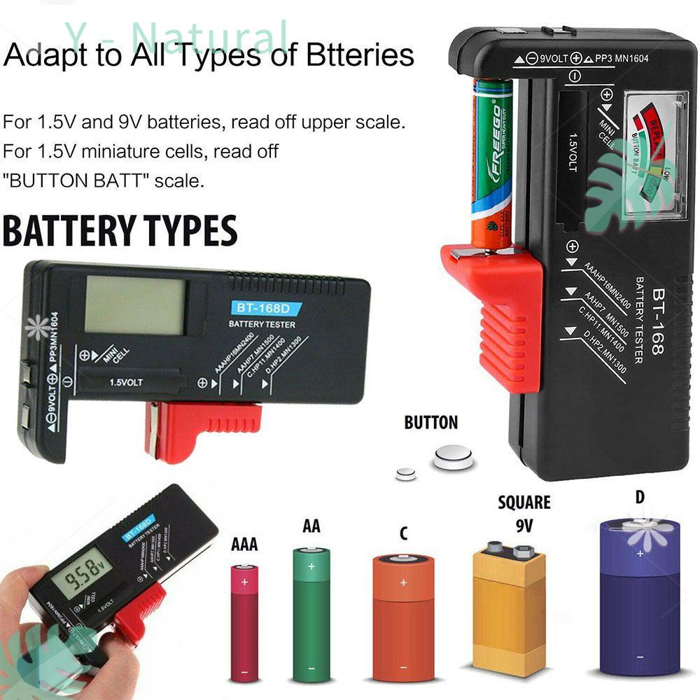 YNATURAL AAA/C/D/9V/1.5V Battery Volt Tester Button Cell Voltage ...