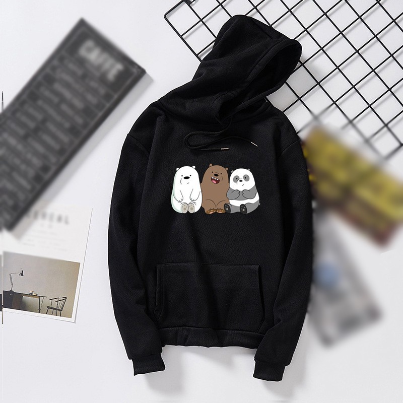 เสื้อกันหนาวแขนยาวพิมพ์ลายหมีสไตล์ฮาราจูกุสําหรับผู้หญิงและผู้ชาย
