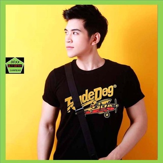 เสื้อยืดพิมพ์ลายแฟชั่น Rudedog เสื้อคอกลมชาย รุ่น airline สีดำ k-63