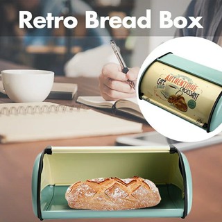 กล่องเก็บขนมปังแบบเหล็ก กล่องใส่ขนมปัง เบเกอรี่ กล่องสไตล์วินเทจ กล่องกันฝุ่น แมลง มด **สินค้าพร้อมส่ง**