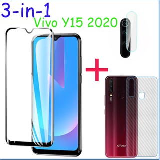 มือถือ ฟิล์มvivo กันรอย กันกระแทก VivoY15 (2020) ฟิล์มกระจกนิรภัย เต็มจอ ขอบดำ ฟิล์มกันรอยหลัง ฟิล์มกระจก เลนส์กล้อง