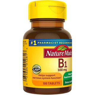 ภาพขนาดย่อของภาพหน้าปกสินค้าNature Made Vitamin B-1 (100 mg) 100 Tablets วิตามินบี 1 (100 มิลลิกรัม) 100 เม็ด จากร้าน peppyshop บน Shopee ภาพที่ 1