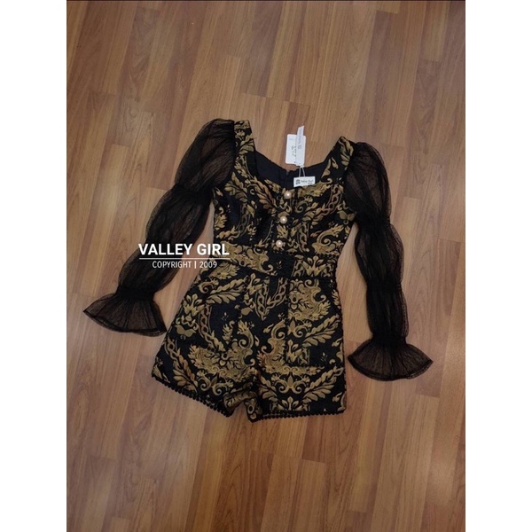 VALLEY GIRL Embroired Jumpsuit Long Sleeves (ปักดิ้นทอง) Shopee Thailand