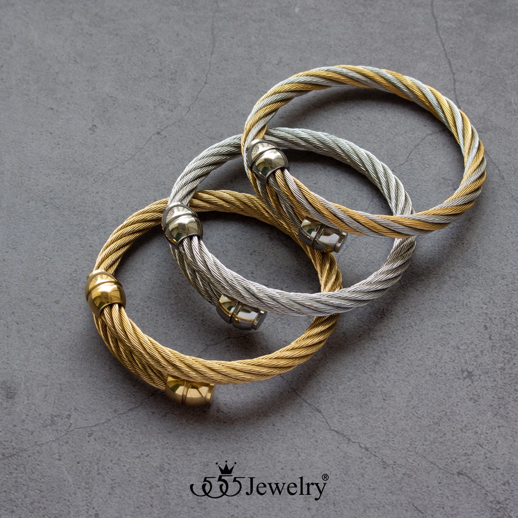 555jewelry กำไลข้อมือสแตนเลส แบบไขว้ ลายเกลียว ดีไซน์คลาสสิก 555jewelry กำไลข้อมือสแตนเลส แบบไขว้ ลายเกลียว ดีไซน์คลาสสิก