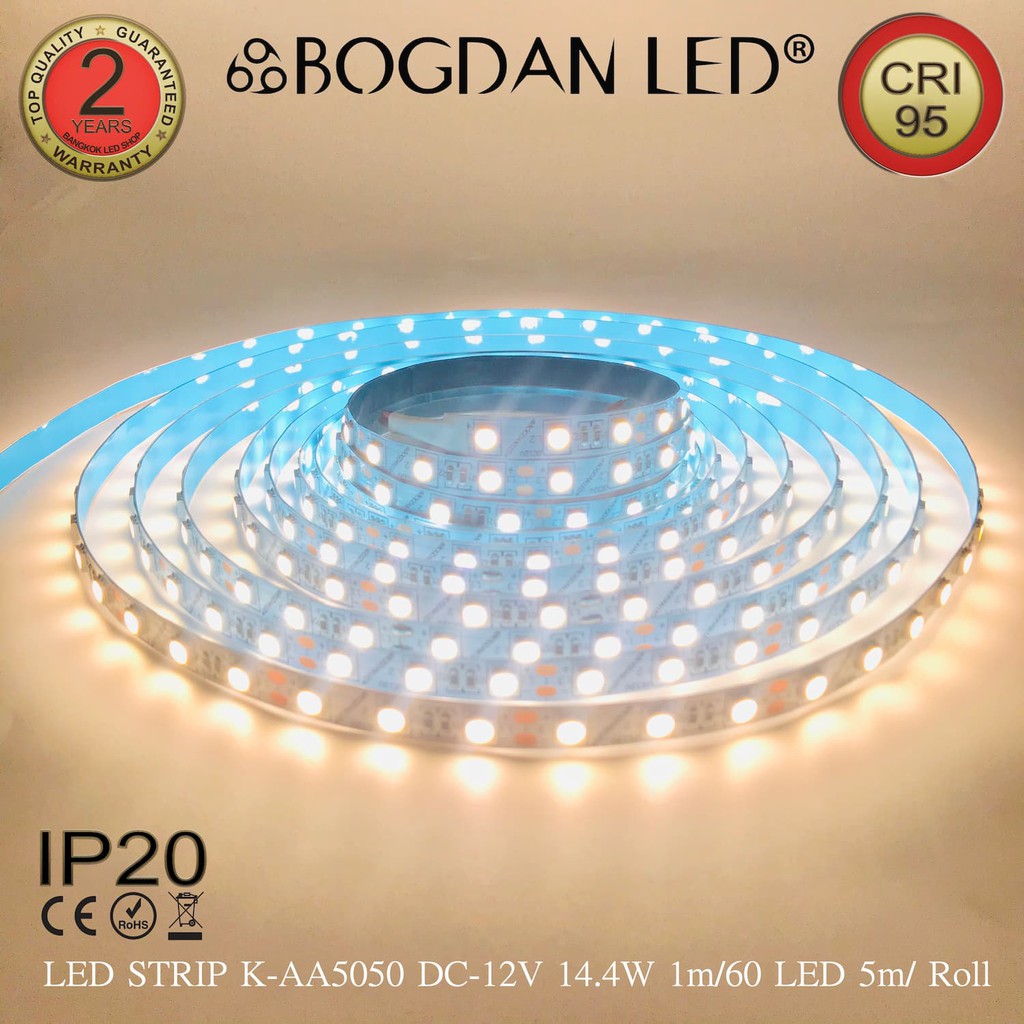 led-strip-k-aa5050-60-4000k-dc-12v-14-4w-1m-ip20-ยี่ห้อbogdan-led-แอลอีดีไฟเส้นสำหรับตกแต่ง-300led-5m-72w-5m-grade-a