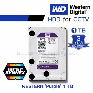 สินค้า WD Purple 1TB 3.5\" Harddisk for CCTV - WD10PURZ ( สีม่วง ) (by SYNNEX)
