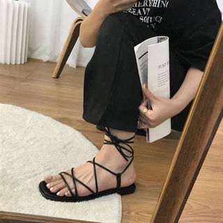 รองเท้ารัดส้น รุ่น summer roman สีดำ งานสไตล์เกาหลี