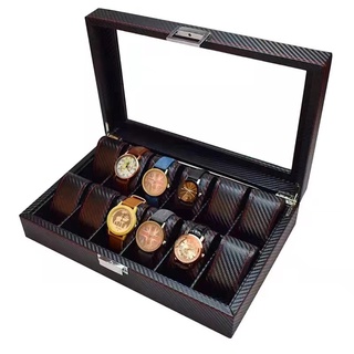 *พร้อมส่ง*กล่องนาฬิกา 12 เรือน กล่องใส่นาฬิกา 12 เรือน ฝากระจกฝาใส Leather Watch Box กล่องเก็บนาฬิกาข้อมือ กล่องของขวัญ