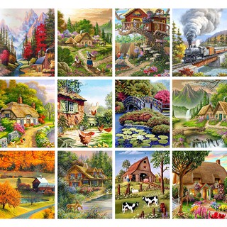 DROFE 【40x50cm】~Beautiful countryside painting collection~   Paint by Numbers  wall art/  handmade painting on canvas for adult/acrylic paint