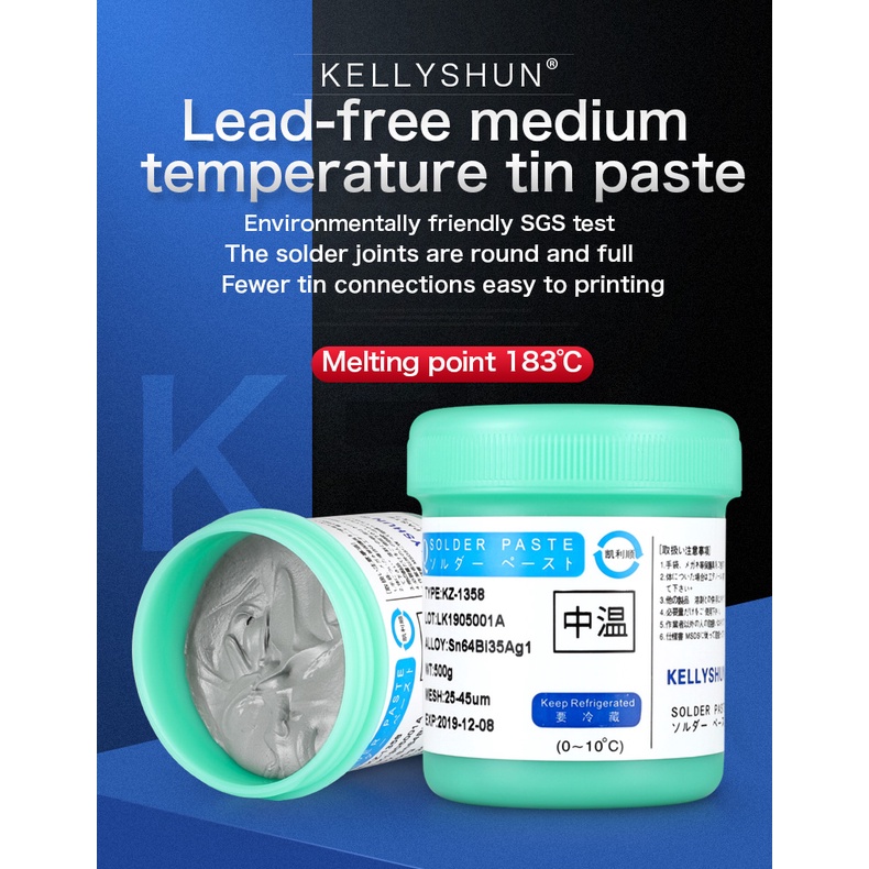 kellyshun-500g-lead-free-environmentally-friendly-solder-paste-medium-temperature-solder-paste-smt