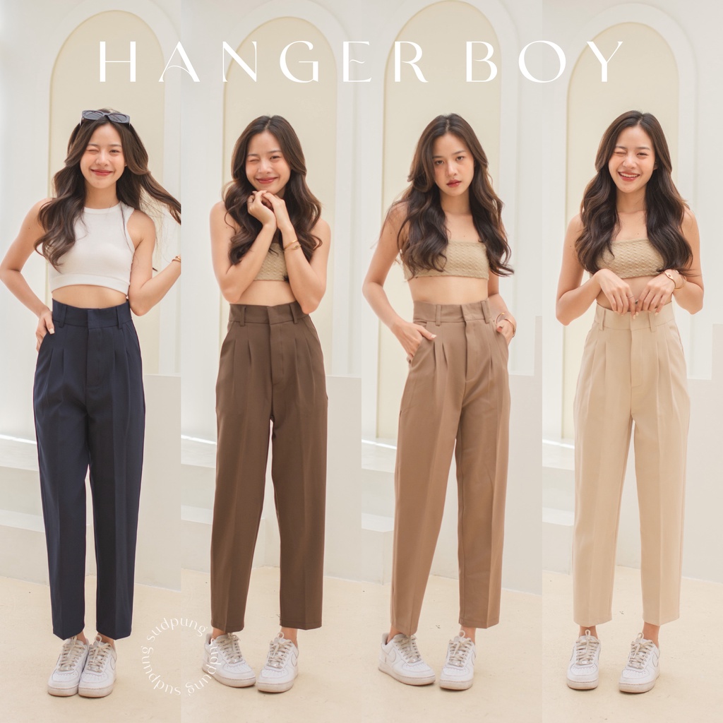 ภาพหน้าปกสินค้าHanger_SP008 กางเกงทรงบอยยอดฮิต ไม่มีติดตู้ไม่ได้แล้ว เก็บพุงสุด สบายสะโพก ผ้าไอวี่ ผ้าหนา ผ้าแพง ใส่แล้วดูดีมาก จากร้าน sudpung.shop บน Shopee