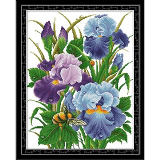 ชุดปักครอสติช ดอกไอริส ดอกไม้ (Iris flower cross stitch kit)