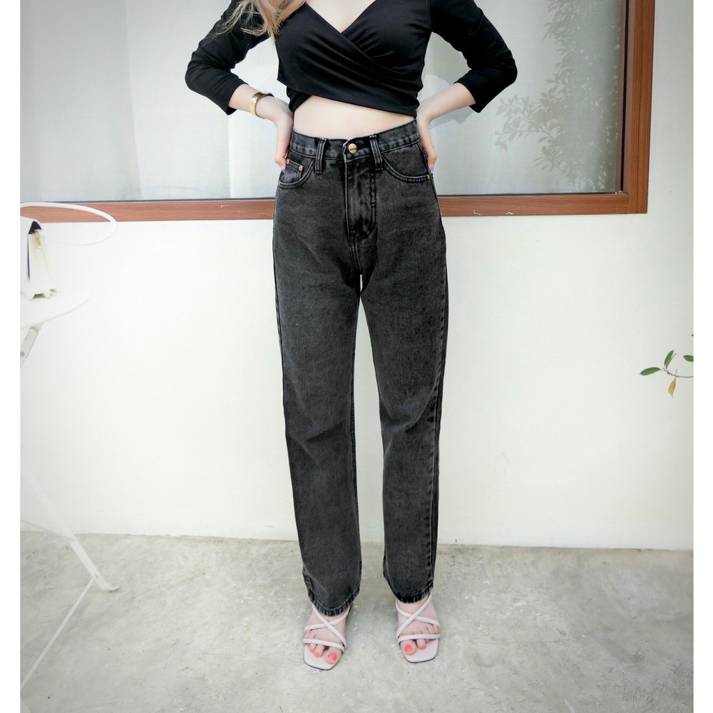 cc-jeans-199-กางเกงยีนส์ผู้หญิง-ทรงกระบอก-เอวสูง-แฟชั่นเกาหลี