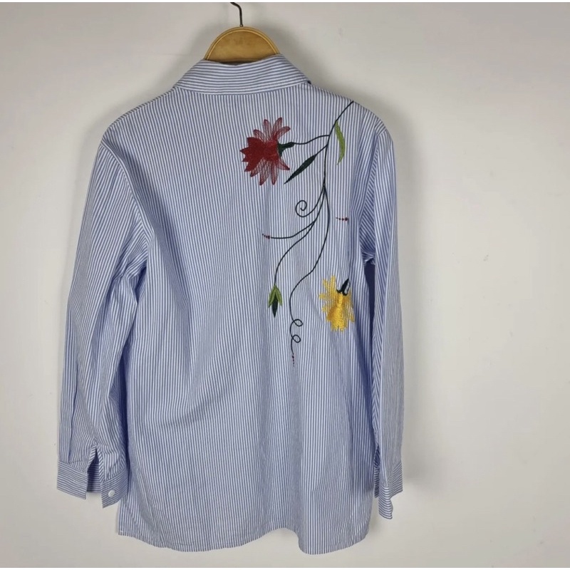 cotton-shirt-งานปัก-สีฟ้าลายทางสวย-อก-36-ยาว-25-งานคล้าย-zara-code-291