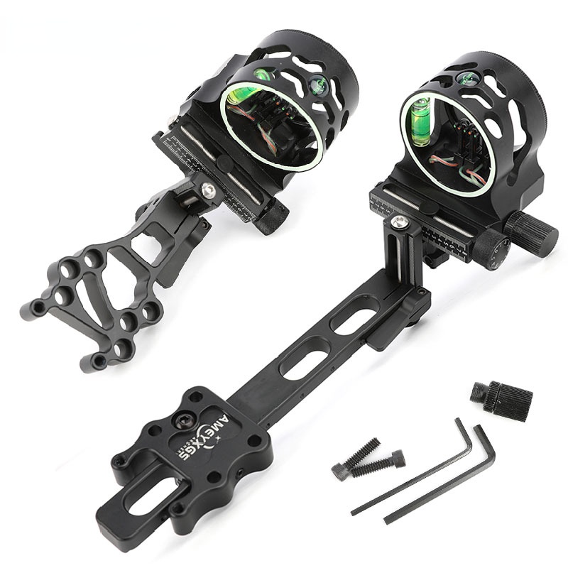 5 Pin Compound Bow Sight แถบสั้นสีดำยาว Rod กีฬากลางแจ้งธนูล่าสัตว์การ