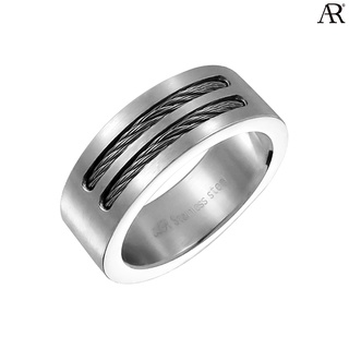 ANGELINO RUFOLO Ring ดีไซน์ Double Wire แหวนผู้ชาย Stainless Steel 316L(สแตนเลสสตีล)คุณภาพเยี่ยม สีเงิน