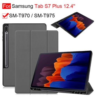 SAMSUNG เคสโทรศัพท์มือถือ Tpu แบบพลิกตั้งได้สําหรับ Samsung Galaxy Tab S 7 Plus 12 . 4 นิ้ว T 970 T 975