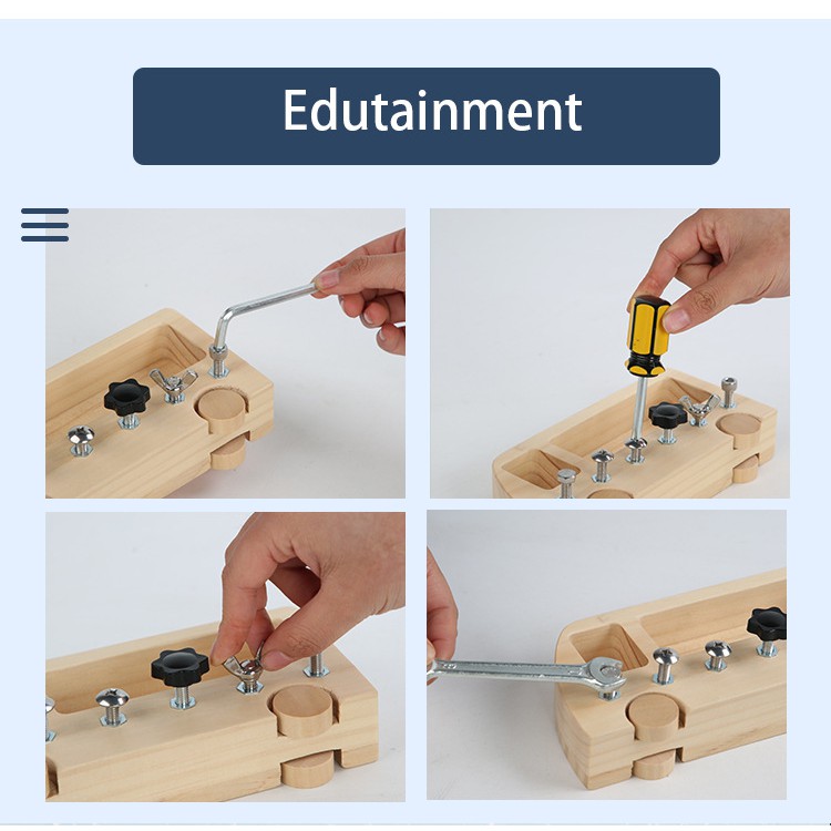 รถบัสบิด-สกรู-น็อต-โต๊ะทํางาน-เครื่องมือเด็ก-montessori-ของเล่นเพื่อการศึกษา-การฝึกอบรมที่ใช้งานได้จริง-ของเล่นไม้