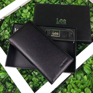 ซื้อ1ได้ถึง2 ! NEW LEE Long Wallet With Leather Key Chain กระเป๋าสตางค์ใบยาวหนังแท้ 100%