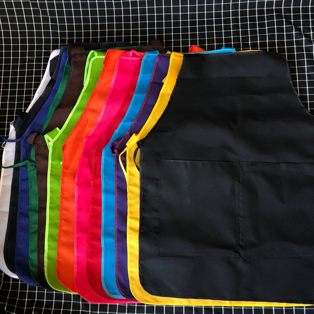 รูปภาพสินค้าแรกของผ้ากันเปื้อน2กระเป๋า1ซิป หลากสี กุ๊นขอบอย่างดีสีเดียวกับผ้า Chef Apron